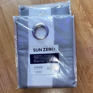 Sun Zero Gray/White Stripped Curtains